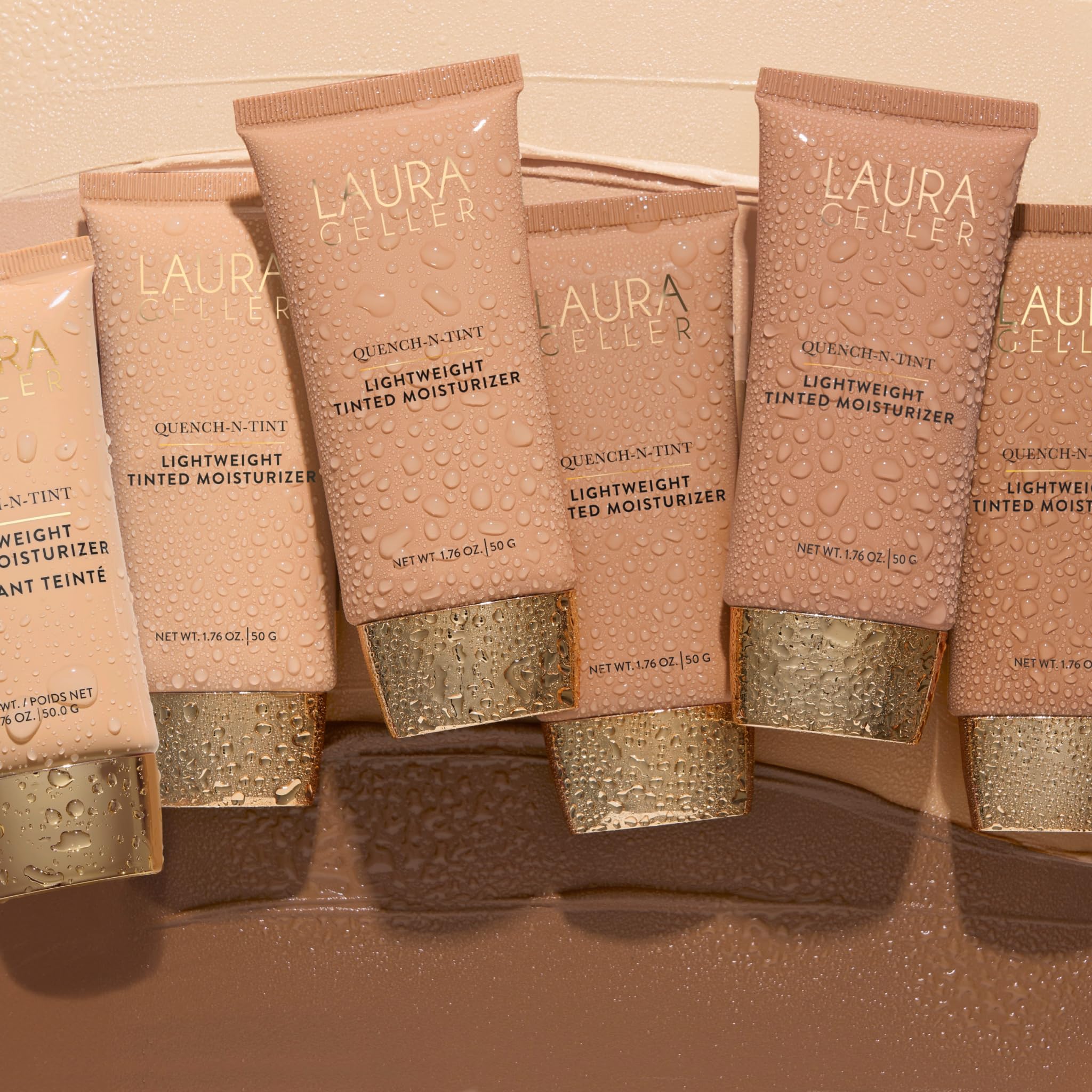 LAURA GELLER NEW YORK Quench-n-Tint Hydrating Foundation - Medium - Sheer to Light Buildable Coverage - Natural Glow Finish - Lightweight Formula with Hyaluronic Acid