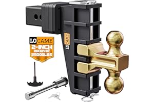LOCAME Adjustable Trailer Hitch, Fits 2-Inch Receiver, 6-Inch Drop/Rise Drop Hitch, 25,000 LBS GTW-Tow Hitch for Heavy Duty Truck, Solid Ball Mount, LC0076