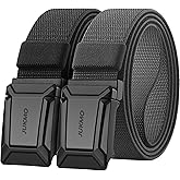 JUKMO Stretch Tactical Belt for Men,2 Pack Military Work Rigger Hiking 1.5" Elastic Nylon Web Quick Release Belt in Gift Box