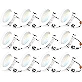 Sunco 12 Pack 4 Inch LED Recessed Lights, 11W 660LM Retrofit Downlight, 5CCT 2700K-5000K, Indoor Dimmable, Baffle Trim, Damp Rated Ceiling Lighting for Kitchen, Bathroom, Bedroom, Energy Star, UL