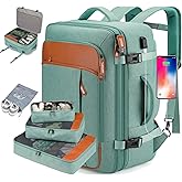 BAGPARKK Travel Laptop Backpack,42L Carry on Luggage, Flight Approved Expandable Backpack,Business Anti Theft Weekender Bags for Women Men, Water Resistant Expandable Backpacks With 4 Packing Cubes