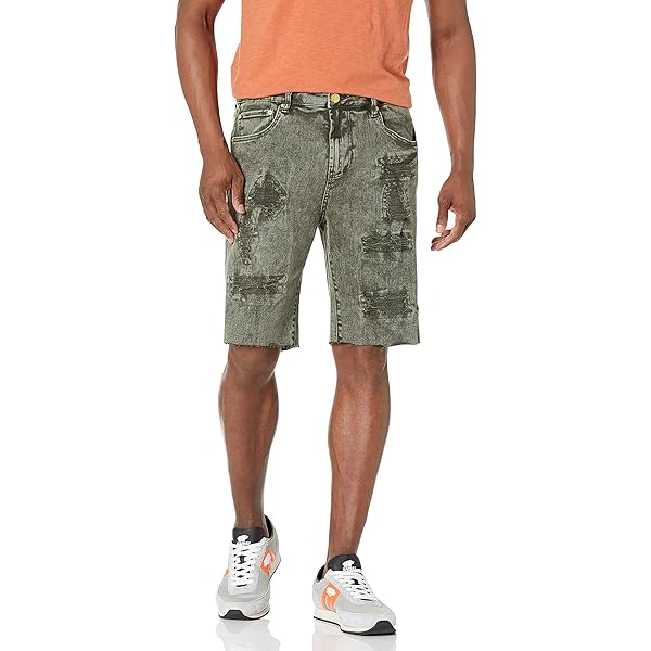 Short Jeans Homme Floerns Men's Ripped Raw Hem Denim Shorts Plain