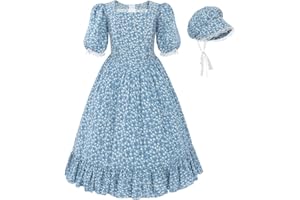 Nuoqi Pioneer Dresses for Girls Laura Ingalls Wilder Costume Colonial Girls Costume