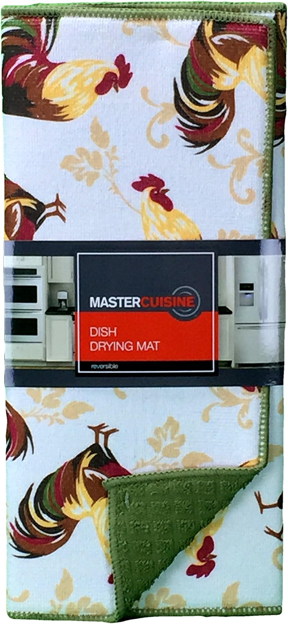Master Cuisine Dish Drying Mat, Reversible, Roosters