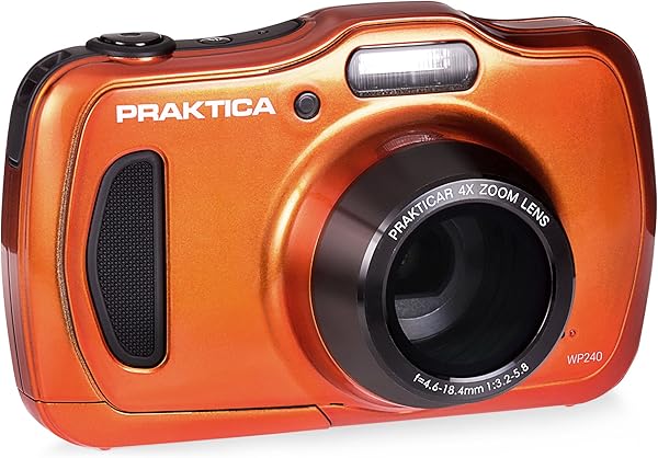 Praktica Luxmedia WP240 Waterproof Digital Compact Camera Orange 20 MP4x Optical Zoom Amazon Basics Case for Point and Shoot Camera Large