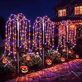 Tujoe 3 Pcs Halloween Solar Willow Lights Firework Light, Purple Orange | Waterproof Solar Tree Decor Light 300 LEDs ,Purple and Orange, Auto On/off Yard, for Garden Pathway Lawn Halloween Decoration