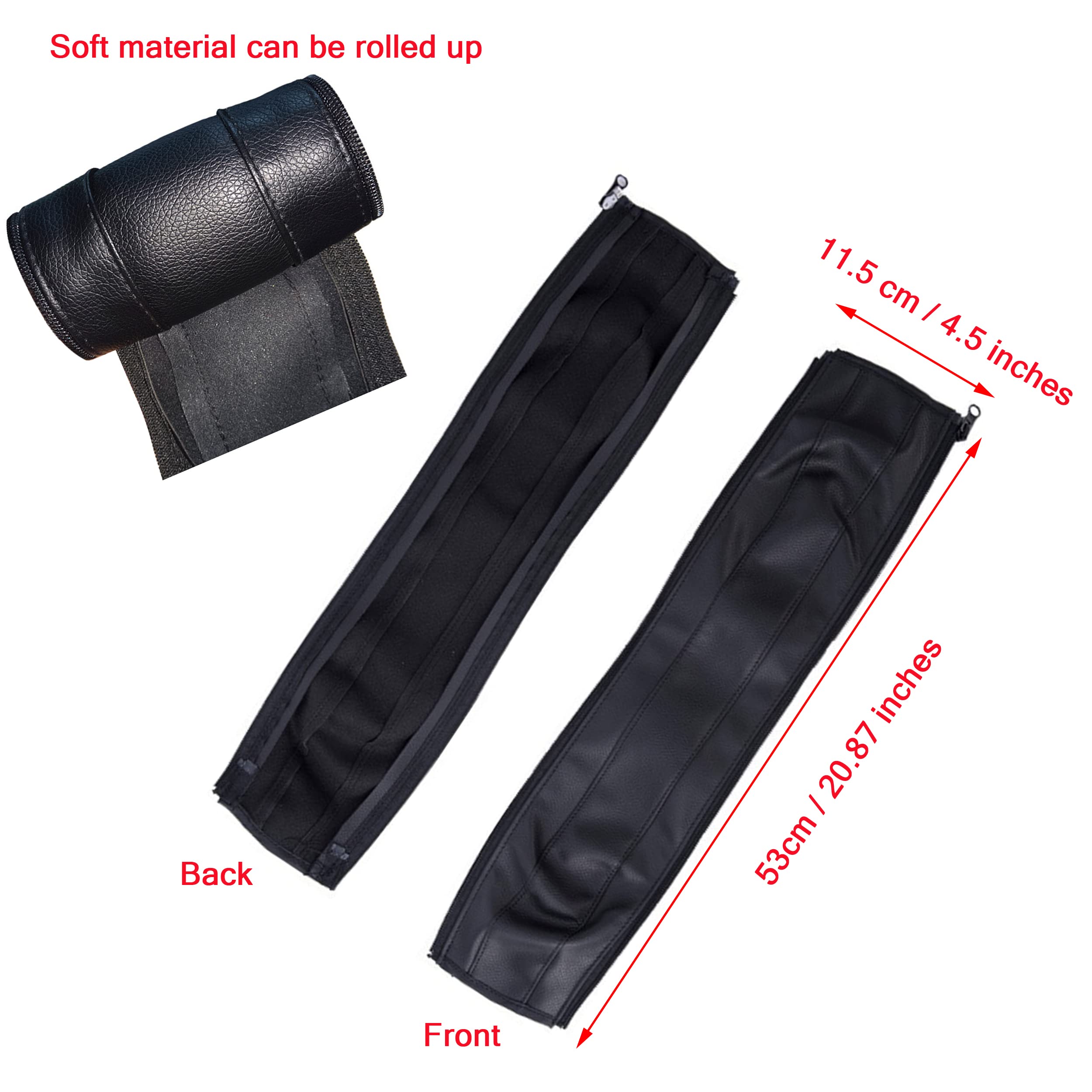 Stroller Handle Cover,Handle Sleeve Cover, Grip Bar, Replacement, Compatible with BBZ Yoya Stroller Armrest Bumper Bar Accessories Zipper Open Vegan Leather - Black