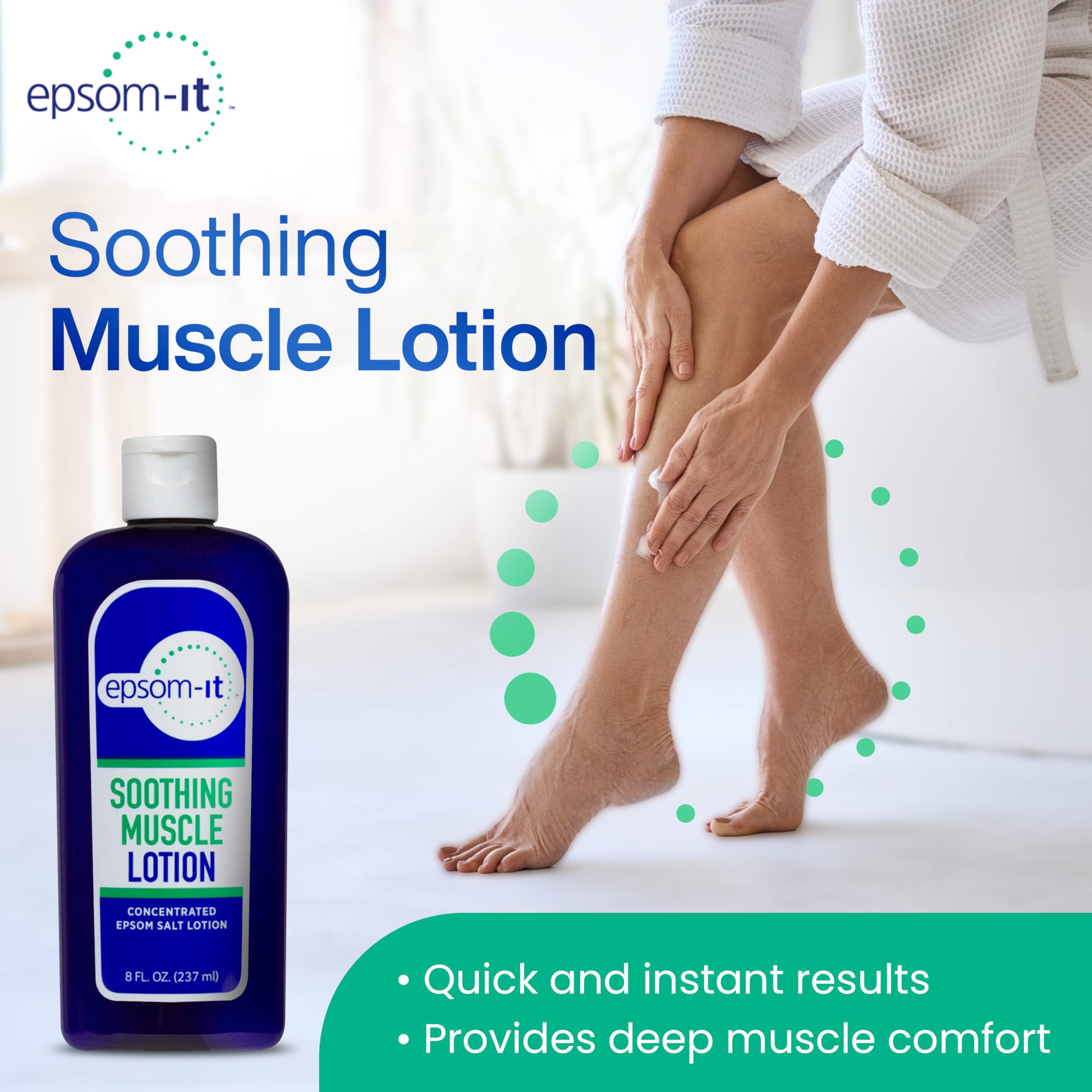 Epsom-It Soothing Muscle Magnesium Lotion – Epsom Salt Topical Cream with Arnica and Magnesium Sulfate - Designed for Muscle Stiffness, Leg Cramps, Feet, Knees and Achy Feet - 8.0 oz