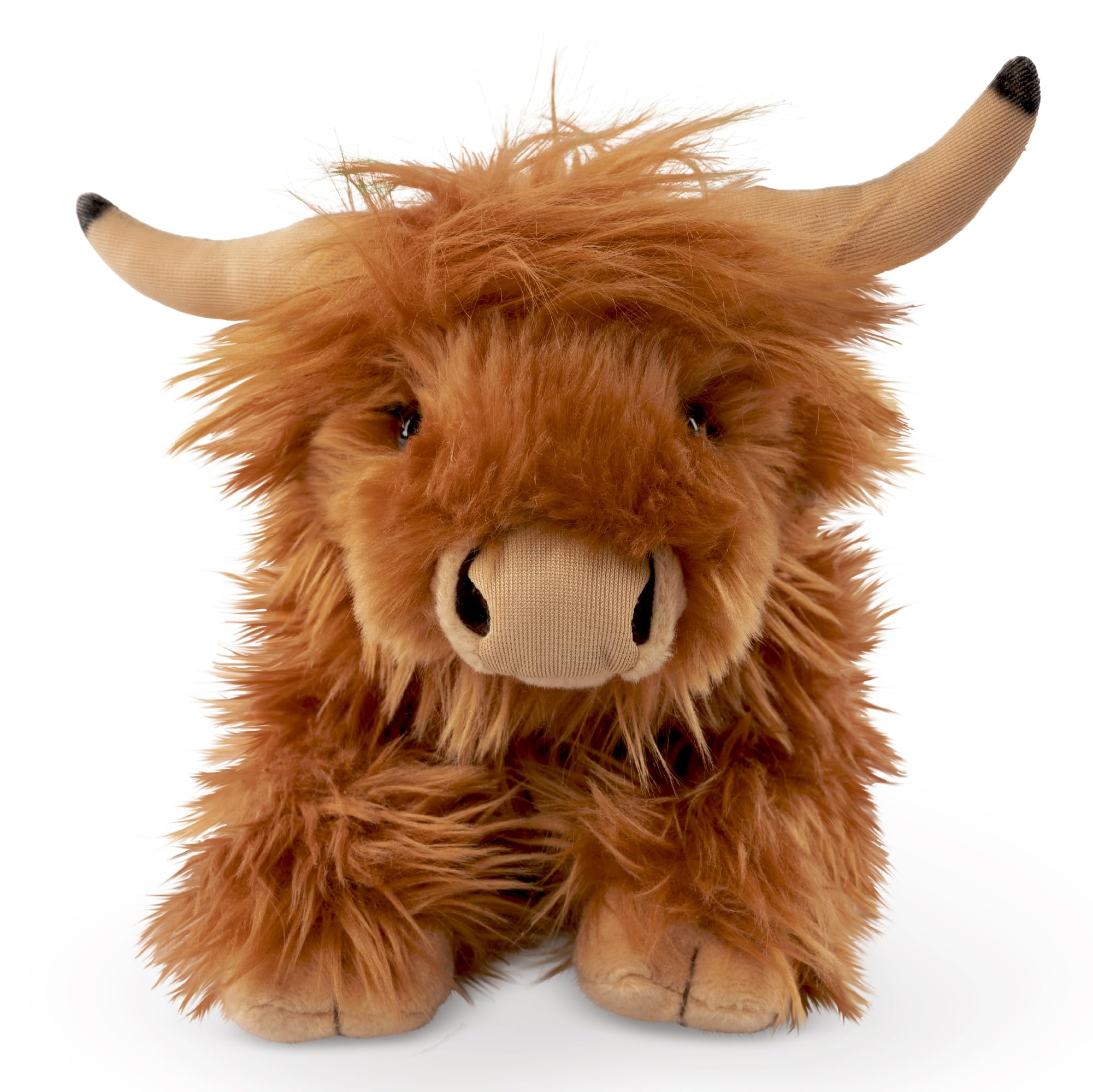 Living Nature Lying Highland Cow Brown Soft Toy | Farm Toy | Soft Toy Gift for Kids | 18 cm