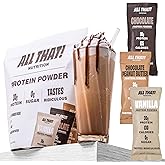 ALL THAT! NUTRITION Protein Powder Variety Pack (9), 30G Whey Protein Stick Packs, Vanilla, Chocolate & Chocolate Peanut Butter, Low Calorie, 0g Sugar, Gluten-Free & Soy-Free, 9 Stick Packs