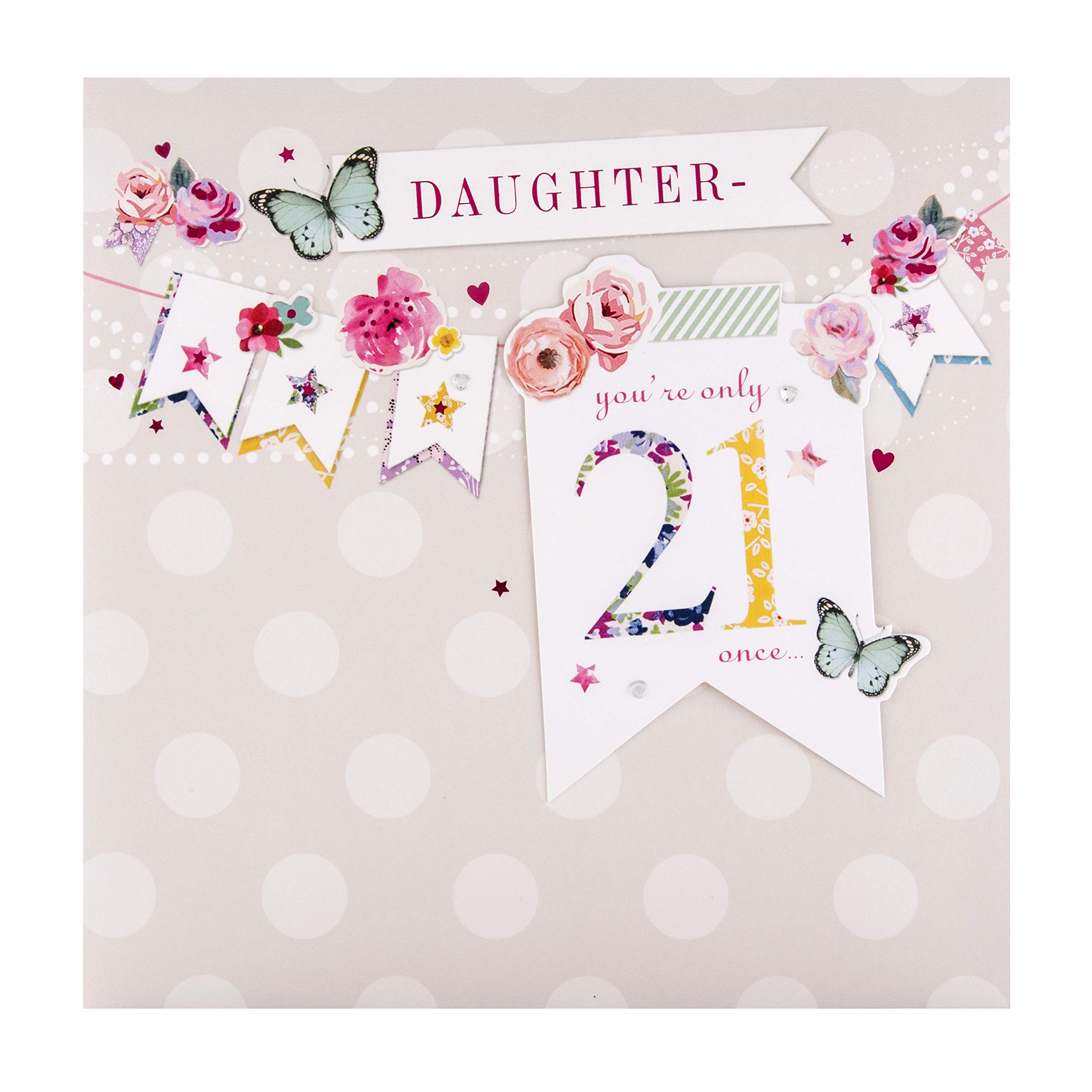 Hallmark 21st Birthday Card for Daughter - 'Bellissima' 3D Bunting Design
