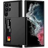 Nvollnoe for Samsung S22 Ultra Case with Card Holder 5G 6.8 inch Slim Dual Layer Heavy Duty Protective Wallet Case for Samsung S22 Ultra (Black)