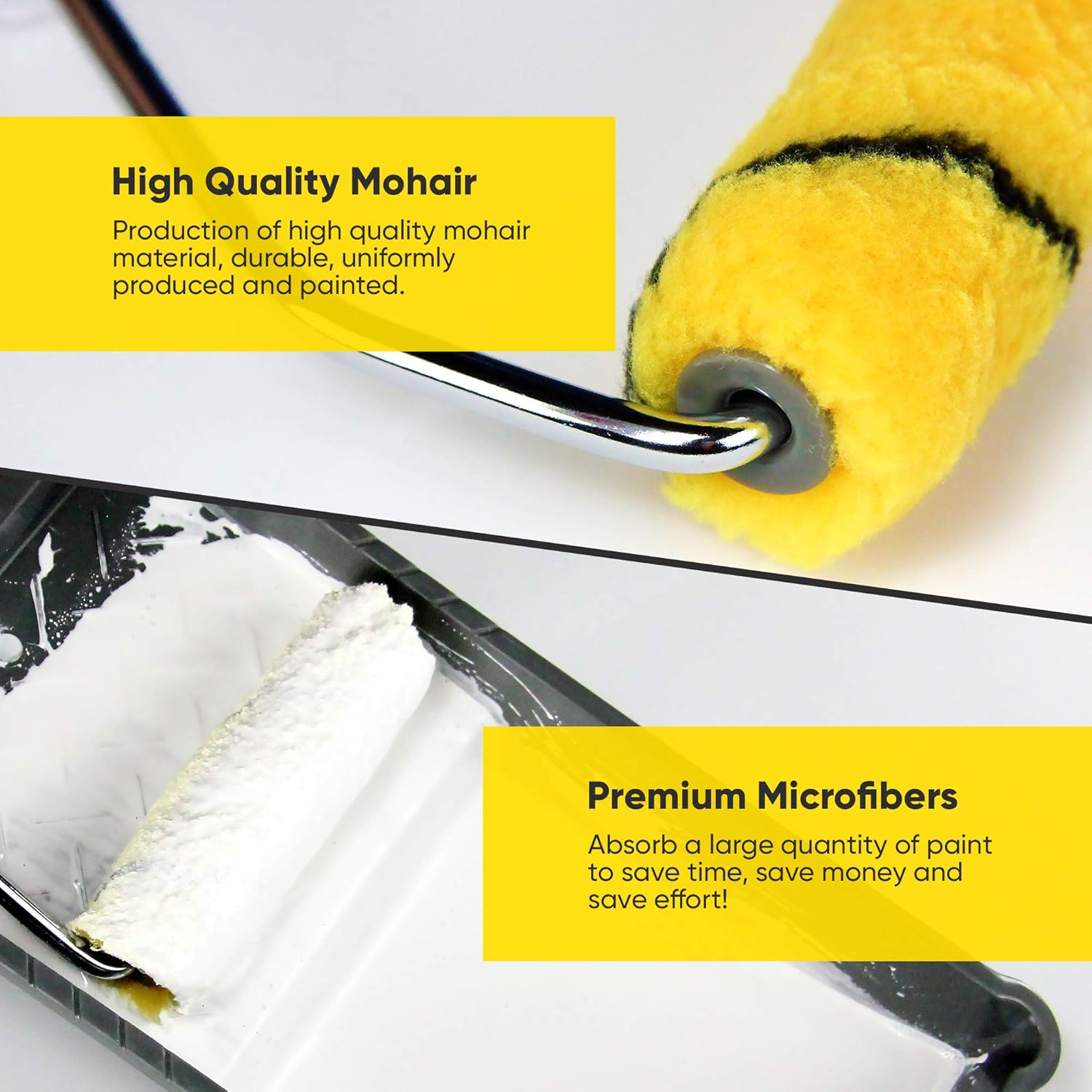 Luigi's Small Paint Roller Set | 4 Inch Paint Rollers | Medium Pile | 10 x Mini Paint Roller Cover with Steel Handle & Tray - - 