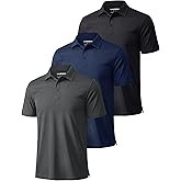 MAGCOMSEN 3 Pack Mens Polo Shirts Short Sleeve Moisture Wicking Athletic Casual Golf Polos Performance Collared Shirt