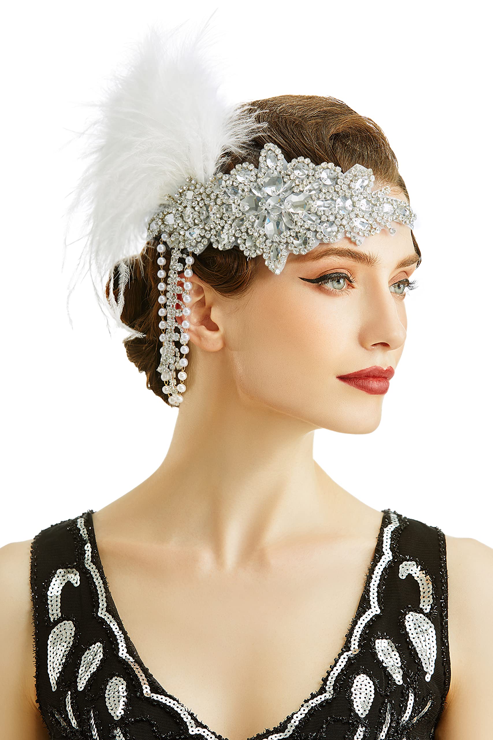 1920s Hairstyles With Feather Headbands ZUCKER Flapper Headband