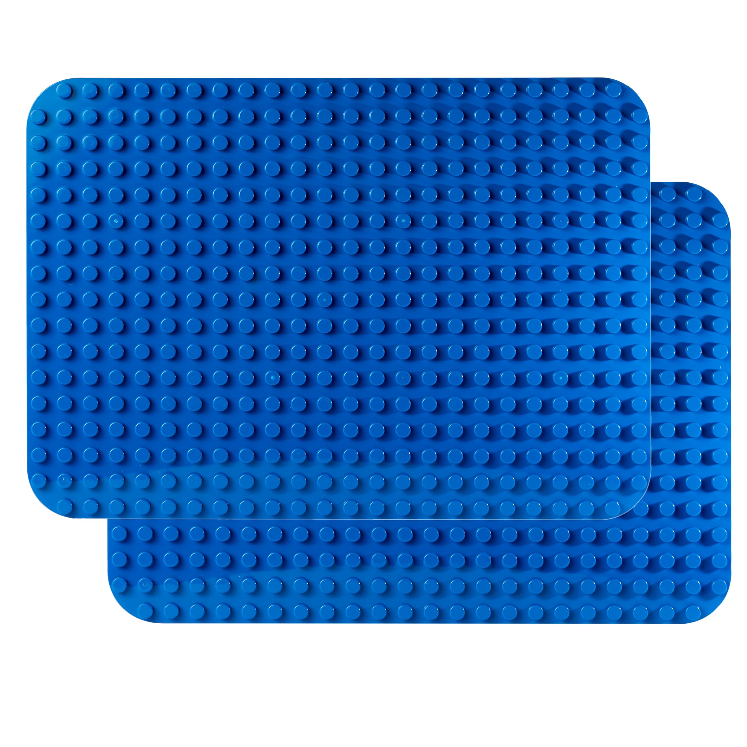 APOSTROPHE Games Building Block Base Plates for Large Blocks 38.1 cm x 26.7 cm Blue Baseplates, Compatible with Leading Brands (2x Blue)