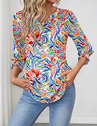 LOMON Women's 2025 Fashion Tops 3/4 Length Sleeve