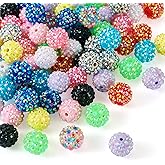 Cheriswelry 72pcs 16mm Rhinestone Beads Round Crystal Bubblegum Beads Rainbow Chunky Ball Beads Colorful Loose Spacer Beads for DIY Craft Bracelet Earring Necklace Jewelry Making