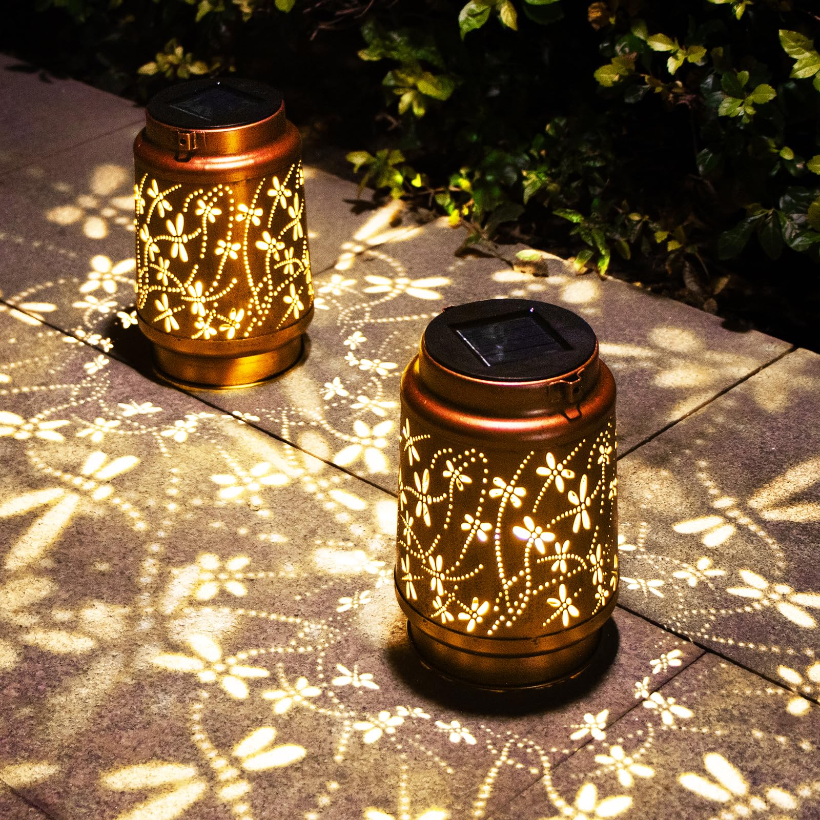 2 Pack Dragonfly Garden Solar Lights Solar Dragonfly Lantern Outdoor Decorative Light Garden Decor Perfect Dragonfly Gifts for Women Mom Grandma