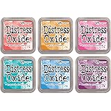 Ranger Tim Holtz Distress Oxide Ink Pads - Abandoned Coral, Wild Honey, Picked Raspberry, Peacock Feathers, Salty Ocean and S