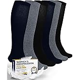 Pembrook Light Compression Socks for Women - 6 Pairs | 8-15 mmHg Cotton Compression Socks Women | Circulation Support