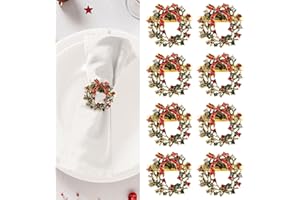 KESOTE Christmas Napkin Rings Set of 8, Holiday Napkin Rings Gold Christmas Wreath Napkin Holder Rings for Dinning Table Decorations
