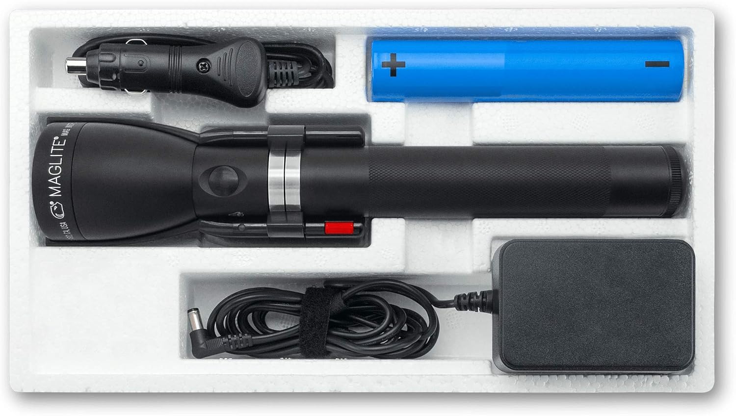 Maglite, Rechargeable LED Flashlight, System 1, 12 Volt DC Cigarette Lighter Adapter or 120 Volt AC Converter, Black: Sports & Outdoors