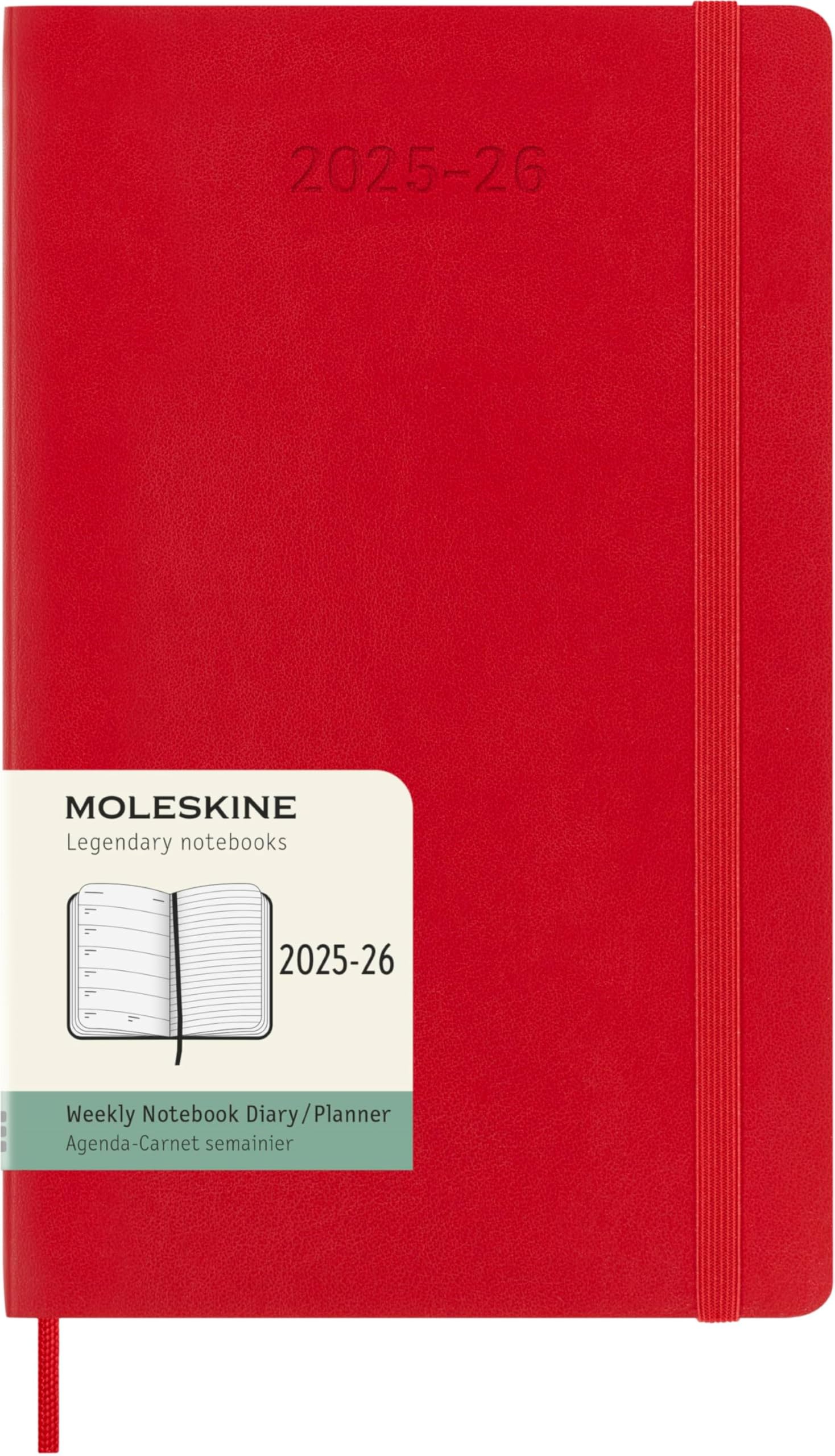 Moleskine Classic 18 Month 2025-2026 Weekly Planner, Soft Cover, Large (5″ x 8.25″), Scarlet Red, 208 pages