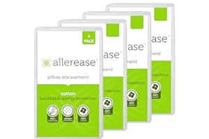 ALLER-EASE AllerEase 100% Breathable Cotton Pillow Protector for Sleeping, Queen 30" x 20" - 4 Pack,White