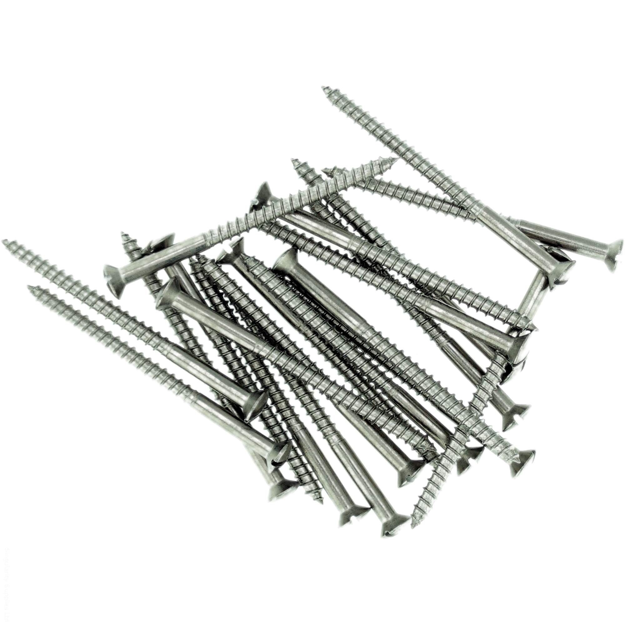 No.6 x 0.78 (3.5mm x 20mm) Slot Raised Countersunk Wood Screw - Stainless Steel (A2) (Pack of 20)