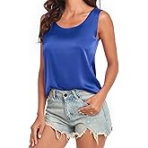 Wantschun Womens Silk Satin Tank Tops Summer Fall Tank Shirt Round Neck Sleeveless Blouse Camisole