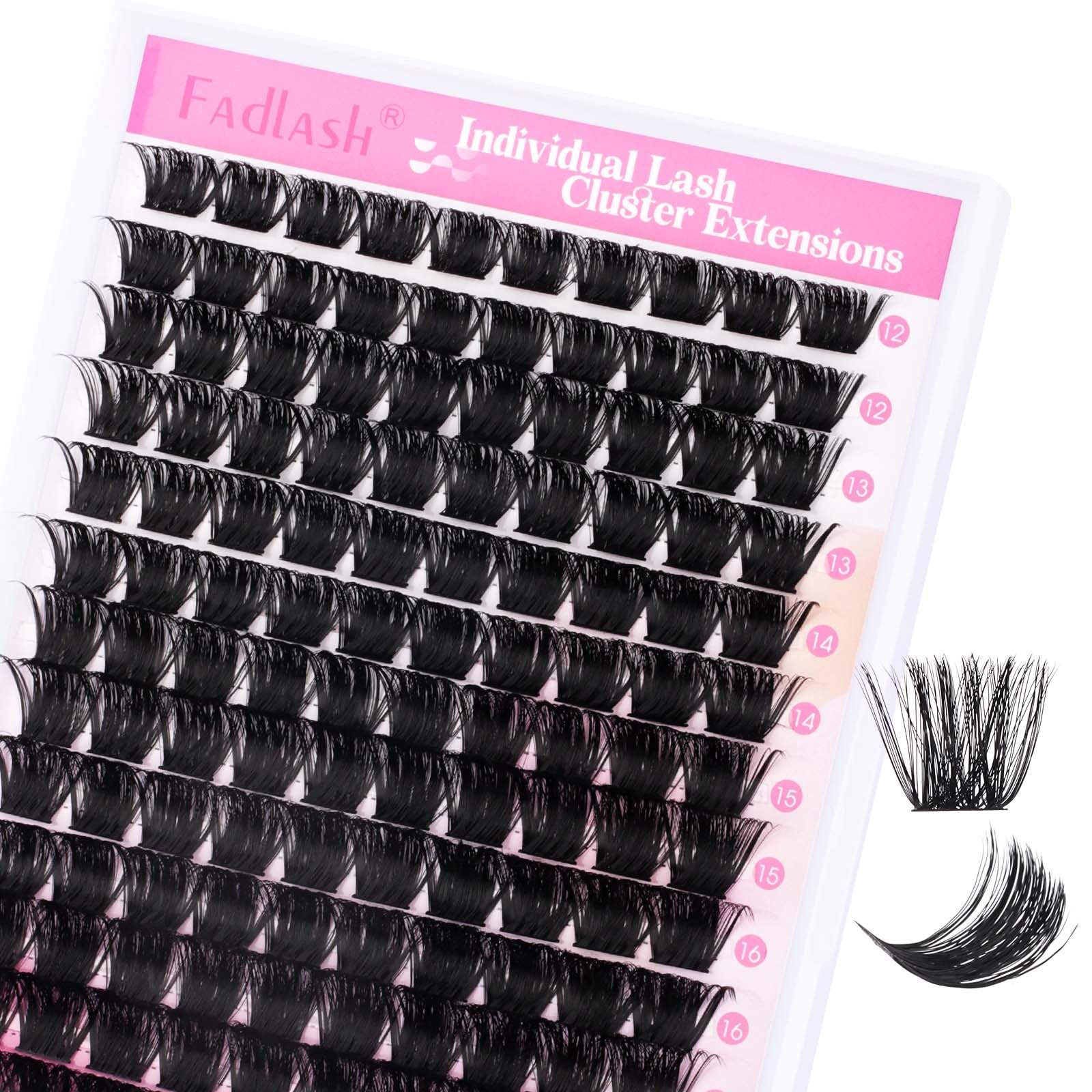 FADLASH 200pcs 0.07mm D Curl 12-18mm 200D Wispy Reusable Soft Fluffy Cluster Lashes DIY Eyelash Extensions — image 1