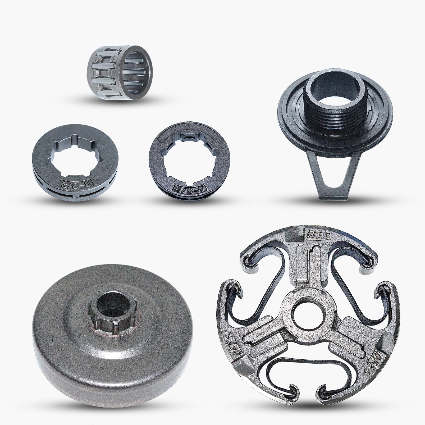 Haishine 3/8" Clutch Drum Rim Sprocket Worm Gear Cage Bearing Kit for Husqvarna 365 371 372 372XP 362 Chainsaw Parts
