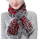 Valpeak Real Fur Scarves Women Winter Fur Neck Warmer Scarf Cold Weather Rabbit Knitted Fuzzy Fluffy
