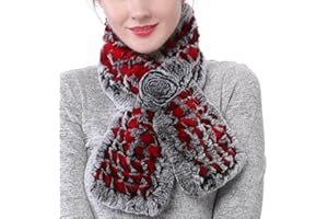 Valpeak Real Fur Scarves Women Winter Fur Neck Warmer Scarf Cold Weather Rabbit Knitted Fuzzy Fluffy