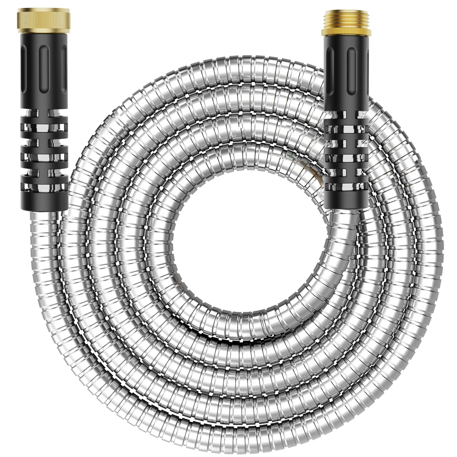 Photo 1 of 10ft Metal Garden Hose, Water Lead-in Hose Extension, Stainless Steel Hose Extension Adapter for Hose Reel/RV, Drinking RV Water Hose, Reel Extender for Yard, Female to Male, Durable