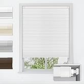 LazBlinds No Tools No Drill Cordless Cellular Shades, Blackout Light Blocking Honeycomb Shades for Home, Thermal Insulation Blinds for Windows, 19" W x 36" H, White
