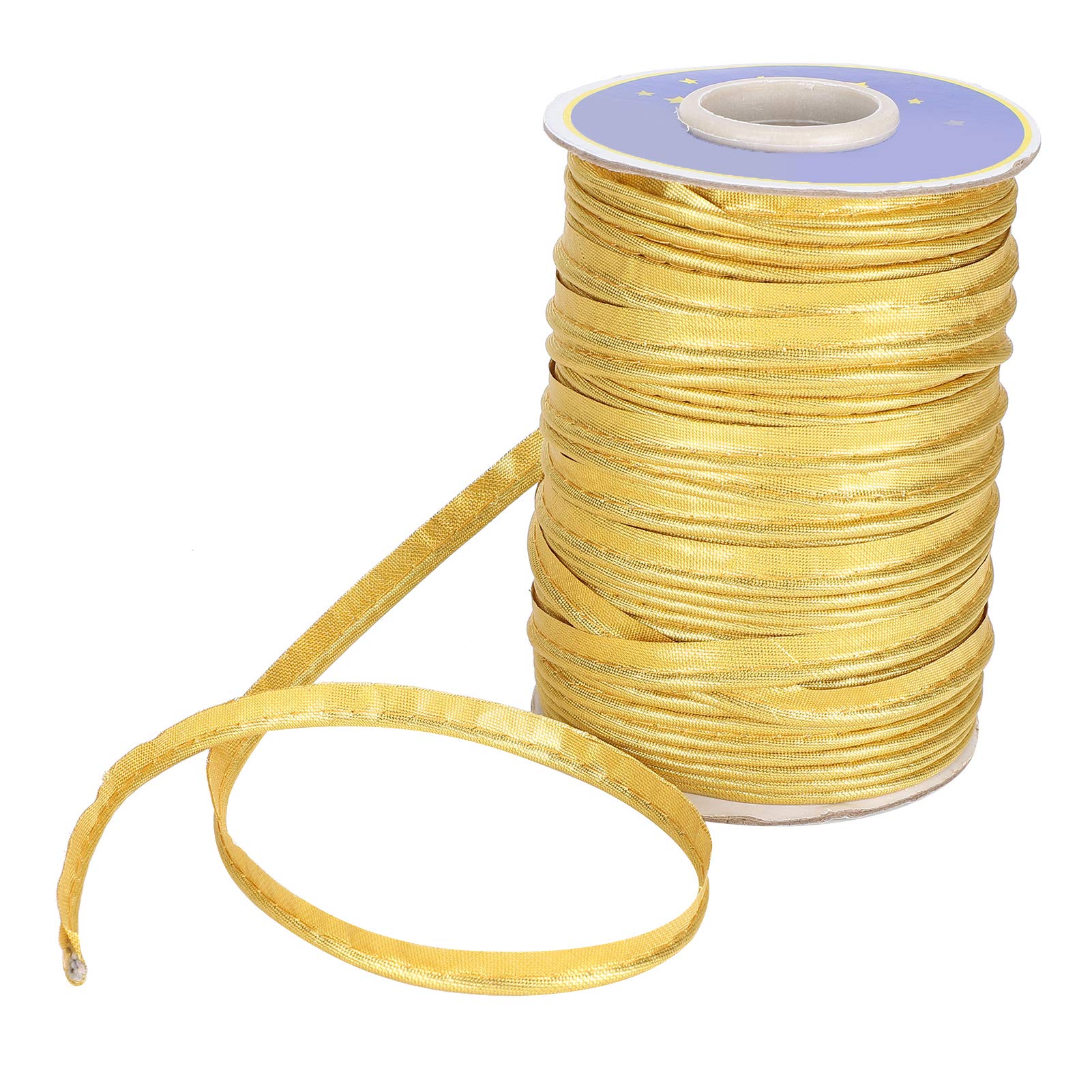 Polyester Bias Tape and Piping Trim for Sewing Upholstery DIY Handmade Crafts - 70 Yards Gold Edging Braid