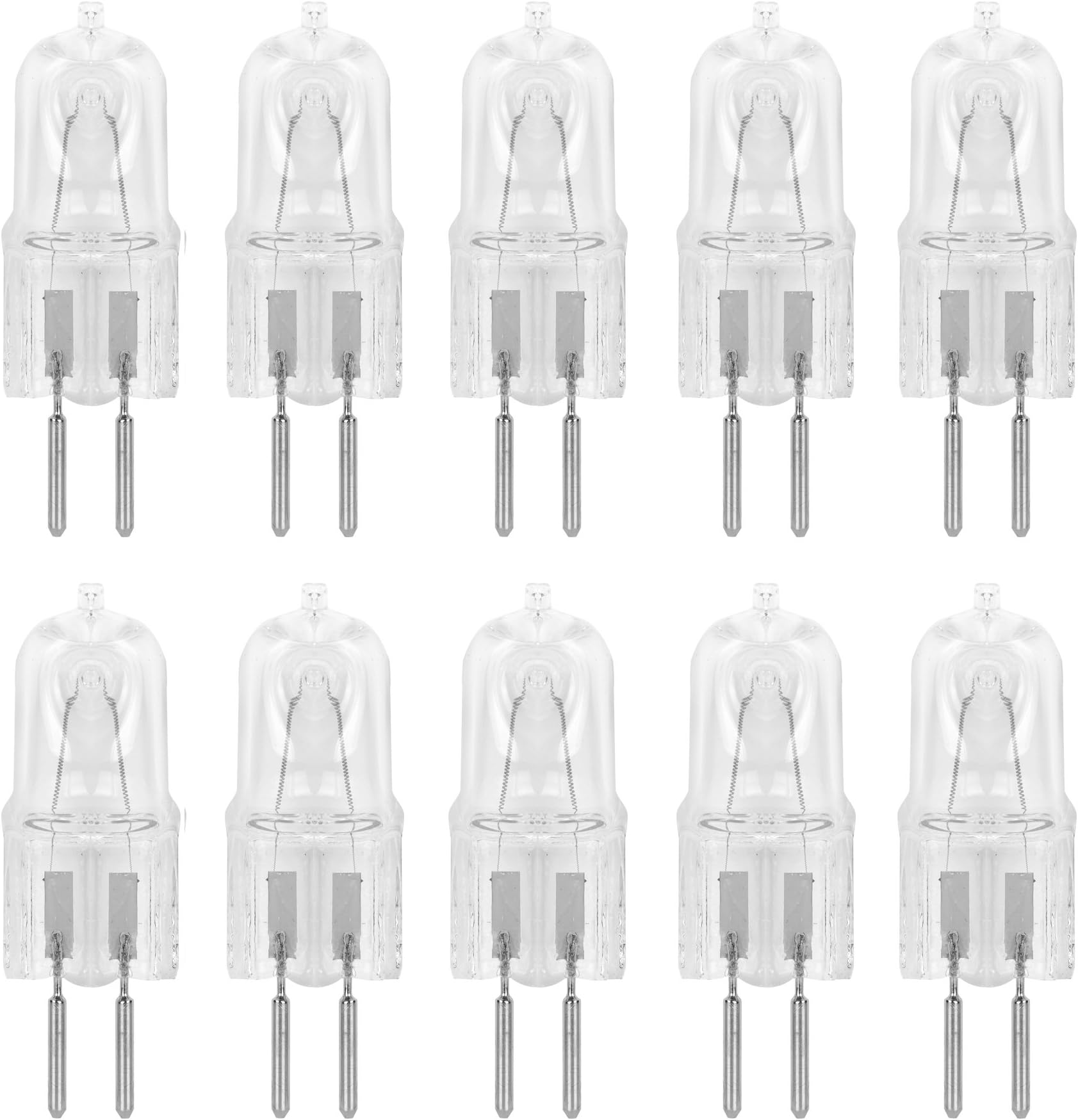 10 Pack GY6.35 12 Volt Clear Dimmable T4 Q20/GY6.35/CL/12V 20 Watt 20W Halogen Light Bulb Under Cabinet JC Type Lighting Kitchen Low Voltage Landscaping Lighting Fixture Landscape G6.35 12V Bi-Pin