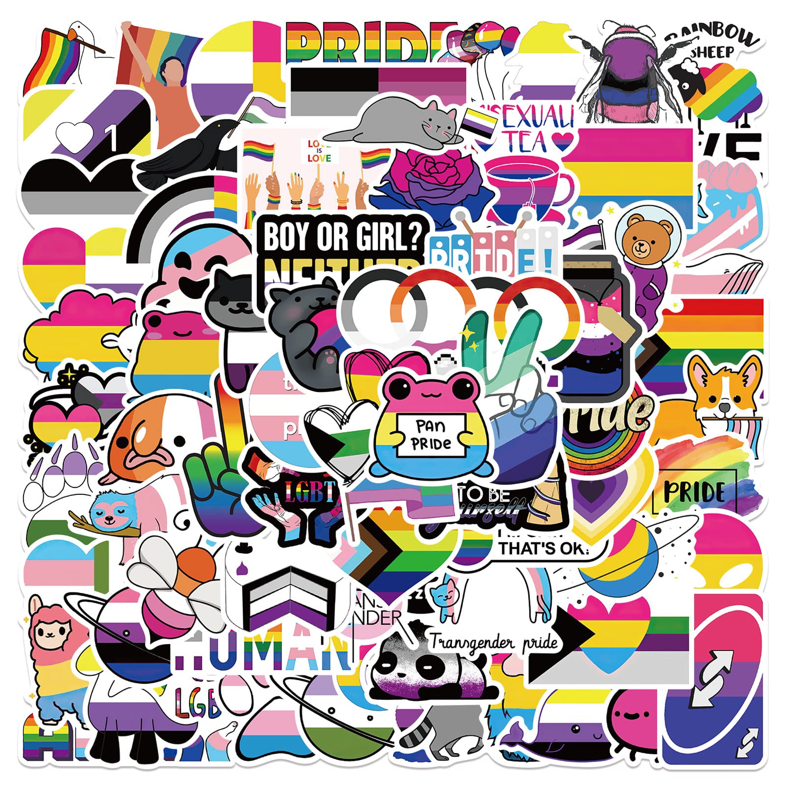 100PCS Gay Love Stickers,Gift for Children Teens Adults Kids,Waterproof Gay Pride Stickers for Laptop Scrapbook Water Bottle,VSCO Pride Stickers for Skateboard Journal Wall Car Bicycle