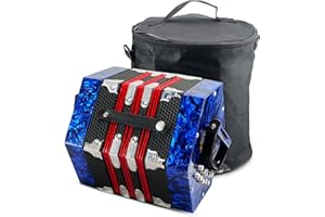 HAUKUIDT Buttons Accordion 20 Keys Concertina Musical Instruments Adjustable Hand Strap Accordion Musical Accessories With Carrying Bag (Blue)
