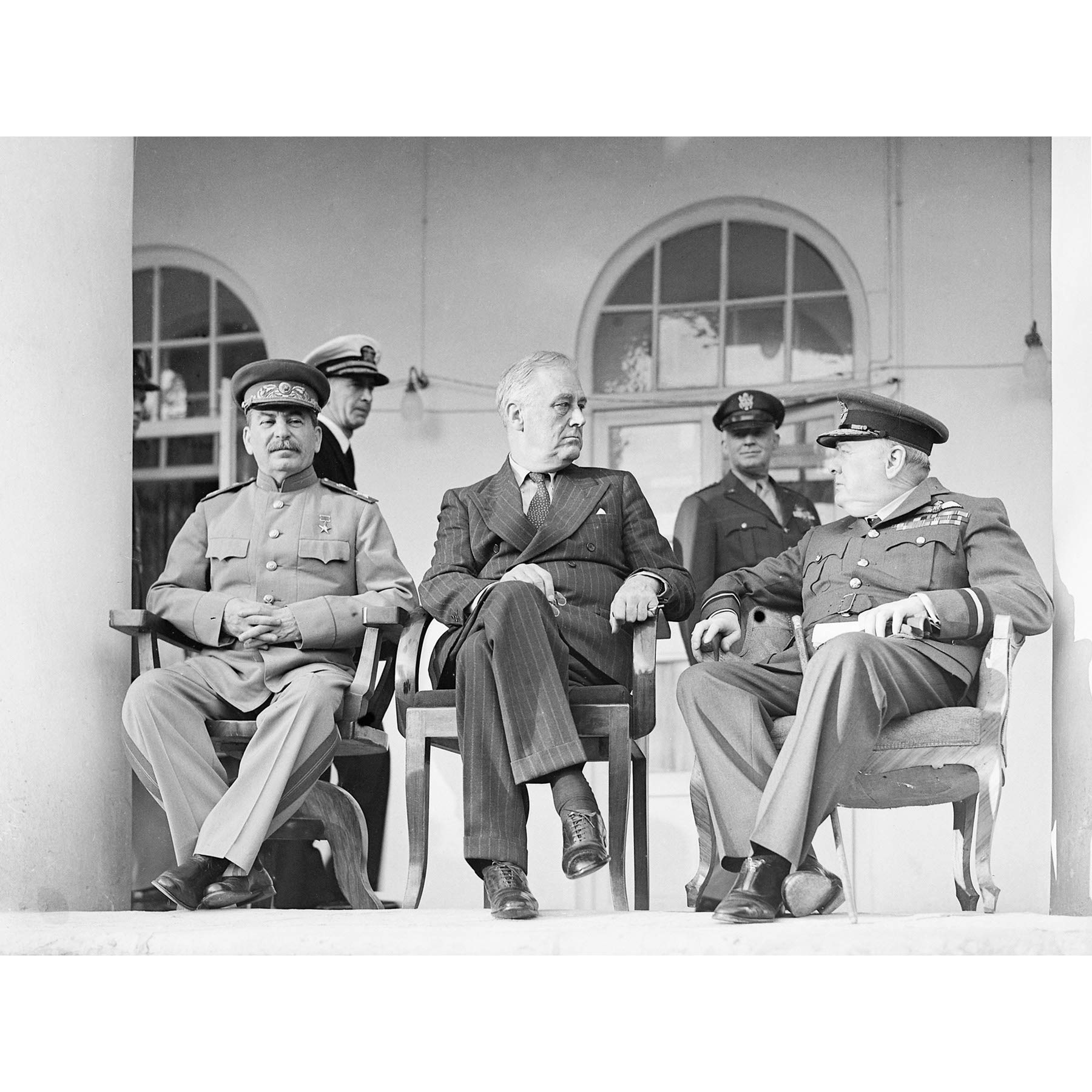 War WWII UK USA USSR Big Three Tehran Conference Photo Premium Wall Art Canvas Print 18X24 Inch