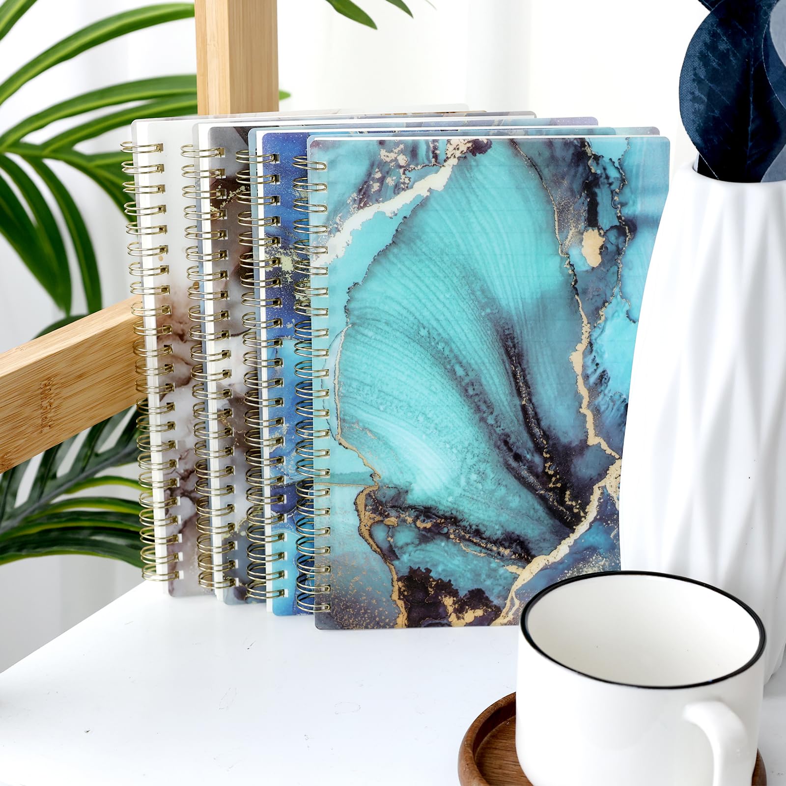 Koogel 4PCS Spiral Notebooks A5, College Ruled Notebooks Spiral Notebooks Hardcover for Gift Office School Supplies
