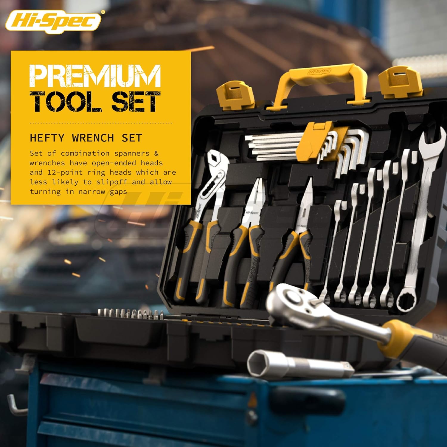 Hi-Spec 89 Pc Mechanic Tool Set including Motorcycle and Car Tools. Includes Hand Tool Kit, Screwdriver and Socket Set - Image 5