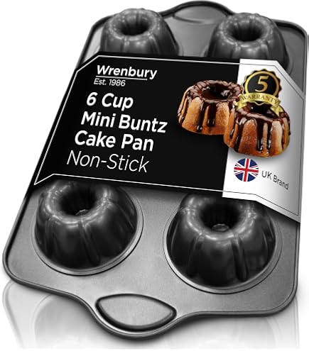 Nordic Ware Commercial Bundt Muffin Pan - 6-Cavity Non-Stick Mini Bundt Cake Pan, Heavy Cast Aluminum, Made In USA