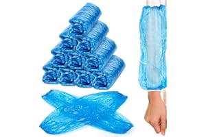RAINFLOW Disposable Arm Sleeves Covers - 100 Pcs Plastic Sleeve Protectors for Arms Waterproof Oilproof Disposable Oversleeve