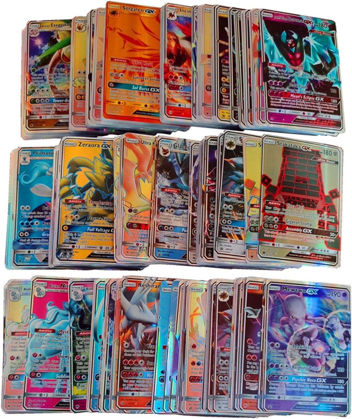100 Pokemon Cards EX GX, BINYATOU Trading Card Game 80 EX+20 Mega, GX