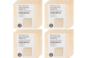 Basswood Sheets 48 Pack, 12"x12"x1/8" Thin Unfinished Plywood for Laser Cutting, Drawing & Painting, Engraving, Burning, Scro