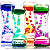 FKYTION Liquid Motion Bubbler Timer Pack of 4 Colorful Hourglass Liquid Bubbler ADHD Fidget Sensory Toys for Kids, Teenagers, Adults