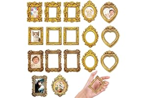 Reaindeer 20Pcs Mini Resin Picture Frames, Baroque Style Vintage Small Photo Frames, Gold Ornate Mini Frames for DIY Crafts, 